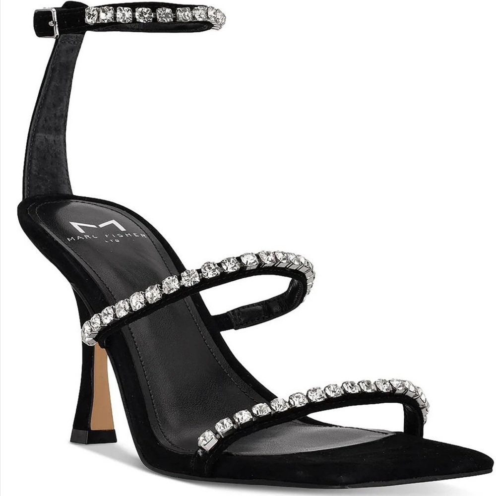 Marc Fisher black rhinestone sandals